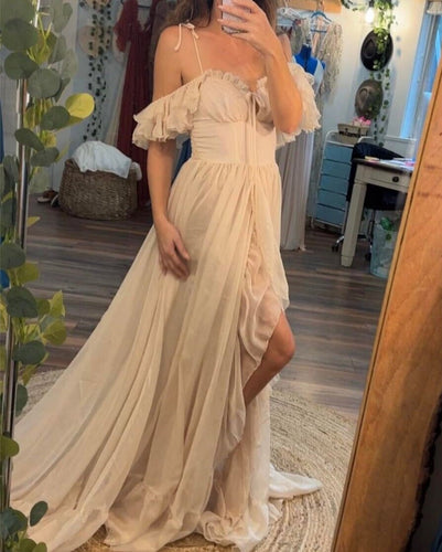 Ready to ship champagne poetry dress