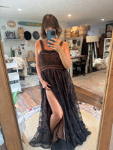 Load image into Gallery viewer, Ready to ship black lace frolick lined in brown -dress sale