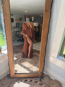 Bloom button dress/robe in Brown ready to ship