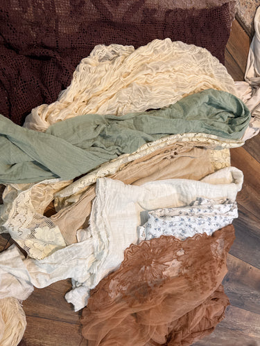 (Package B) ready to ship Box of fabric remnants perfect for baby layering (photo prop)