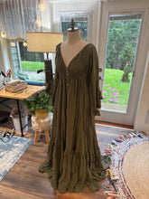 Load image into Gallery viewer, Ready to ship sale dreams dress olive linen cotton sale