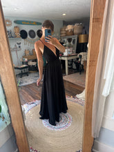 Load image into Gallery viewer, Gratitude dress in black matte satin on sale ready to ship