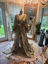 Load image into Gallery viewer, Wrap me in goodness dress blue green crinkle fabric ready to ship sale