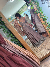 Load image into Gallery viewer, Ready to ship on sale slight dye flaw brown lace hand dyed two piece dress (style y)