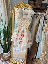 Load image into Gallery viewer, Ready ship  custom short organza and lace corset dress with floral embellishments one of a kind and each is unique
