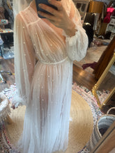 Load image into Gallery viewer, Pearl power robe dress on sale ready to ship with a nude body suit