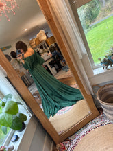 Load image into Gallery viewer, Ready to ship sale emerald linen cotton ruffle me right up dress