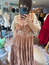 Load image into Gallery viewer, Rosette dress cotton one if a kind tan brown with sleeves