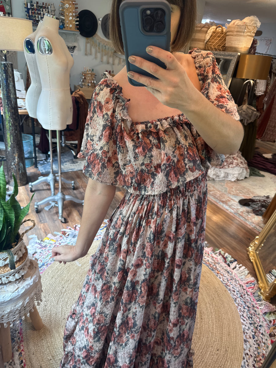 Sale ready to ship roses crinkle show off those shoulders dress – We ...
