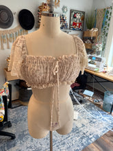 Load image into Gallery viewer, Mix and match floral crinkle one of a kind top and rust poetry skirt