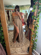 Load image into Gallery viewer, Meadow Dreamer dress in tan brown double crinkle SALE