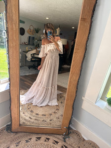 Ready to ship show off those shoulders two piece crinkle dress with one of a kind hand dye top