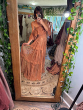 Load image into Gallery viewer, (Ready ship) (rusty brown ) on sale Ready to ship sheer lace show off those shoulders brown lace dress