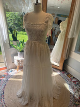 Load image into Gallery viewer, One of a kind ready to ship on sale vintage lace mixed with new embroidery lace ivory dress
