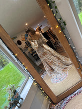 Load image into Gallery viewer, (Preorder allow 6-8 weeks )  floral you glow girl slightly sheer large golden crinkle print