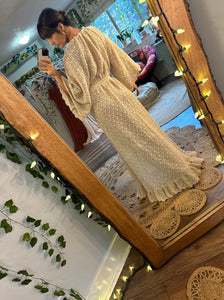 Ready to ship Cuddle Lover lace robe/dress in imitation crochet beige