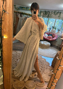 Ready to ship Cuddle Lover lace robe/dress in imitation crochet beige