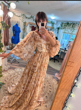 Load image into Gallery viewer, Preorder allow 6-8 week oh lover in mustard brown floral chiffon dress