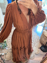 Load image into Gallery viewer, Daydream dress in soft rayon cotton rust ready to ship