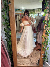 Load image into Gallery viewer, Preorder allow 6-8 week linen cotton wine color poetry with ivory mesh tulle poetry two piece