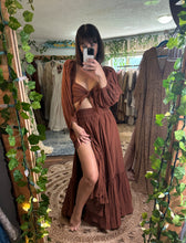 Load image into Gallery viewer, Bring it smaller version baked sienna brown two piece dress cotton xs to medium