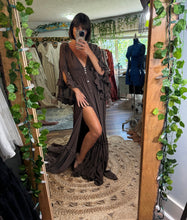 Load image into Gallery viewer, SALE Dreams like these dark brown linen cotton dress fits xs to 2x
