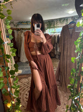 Load image into Gallery viewer, Bring it smaller version baked sienna brown two piece dress cotton xs to medium