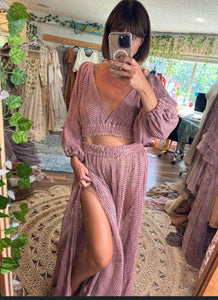 Hand dyed mauve net two piece