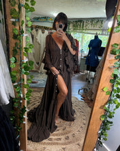 Load image into Gallery viewer, SALE Dreams like these dark brown linen cotton dress fits xs to 2x