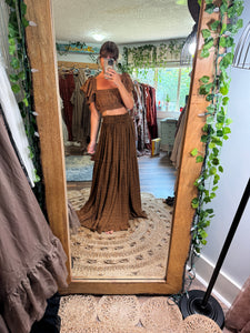 Feel The Joy brown ready to ship two piece dress