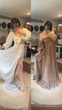 Load image into Gallery viewer, Two dress deal white two piece and always and forever tan with sleeves sale and ready to ship