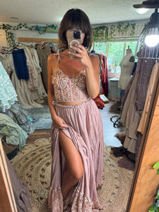 Hand dyed rose brown lace two piece RTS random stuff sale