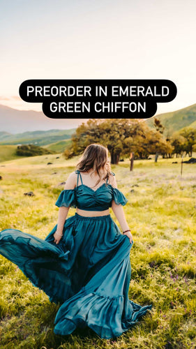 Preorder 6-8 week emerald green chiffon poetry two piece