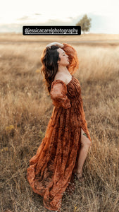 Pre order allow 6 to 8 weeks you glow girl in orange glitter lace maternity friendly reclamation dress