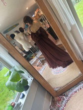 Load image into Gallery viewer, Ready to ship sale two dress deal Sonoma brown hand dye with hey babe with floral embellishments hand dyed blush