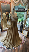 Load image into Gallery viewer, (New) Preorder new style allow at least 6-8 week - custom dress oh lover mustard linen cotton with short fluttery sleeve and embroidered overlay