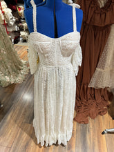 Load image into Gallery viewer, Ready to ship- We Belong  dress in stretchy off white lace slightly sheer