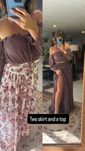 Ready to ship two skirt one top (hand dye and mushroom print)