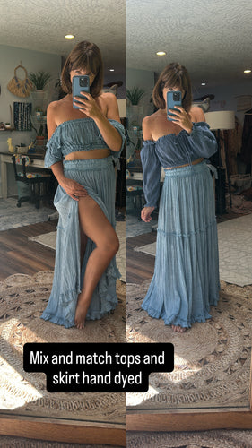 Blue mix and match two top one skirt