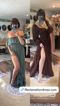 Load image into Gallery viewer, Sale  two dress deal imperfect blue show off those shoulders  hand dye Sonoma ready to ship brown dress