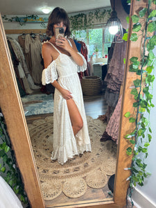 (Preorder 6-8 week) We Belong  dress in stretchy off white lace slightly sheer