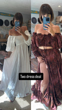 Load image into Gallery viewer, Sale two dress deal ready to ship off white sugar sugar dress and hand dyed floral two piece (Copy)