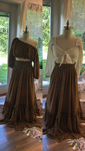 Load image into Gallery viewer, Two top one skirt brown stretch knit with bring it cotton top ready to ship