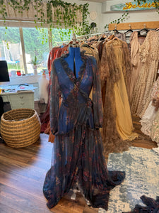 Ready to ship FLASH SALE two dress deal Kara robe navy floral sheer with we belong denim dress