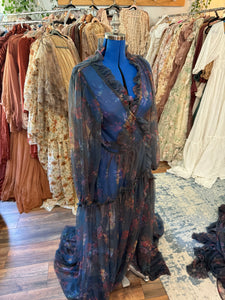 Ready to ship FLASH SALE two dress deal Kara robe navy floral sheer with we belong denim dress