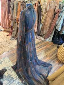 Ready to ship FLASH SALE two dress deal Kara robe navy floral sheer with we belong denim dress