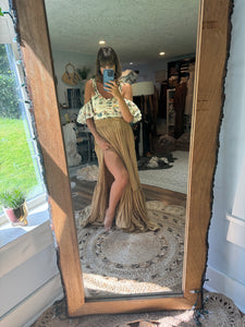 Two top and a mustard skirt ready to ship