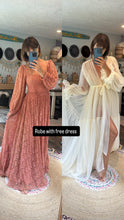 Load image into Gallery viewer, Ready to ship sale mesh soft robe and bodysuit with hand dyed Sonoma lace dress (last one)