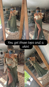 Three tops and a skirt ready to ship
