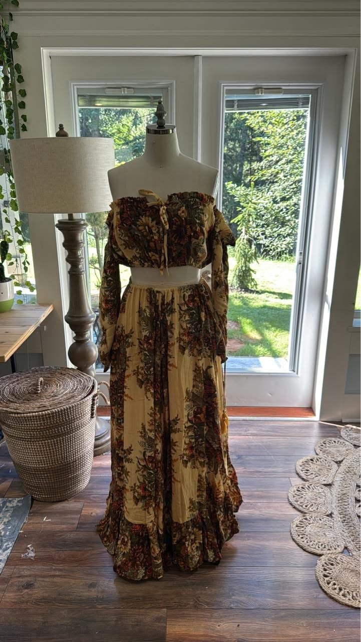 One of a kind two piece cotton print ready to ship